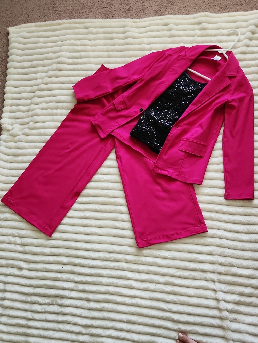 Girl's Fuchsia Blazer and Wide-Leg Pant Set